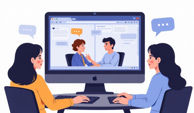 Illustration of positive online interaction and community guidelines